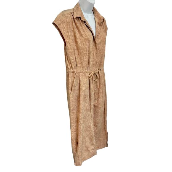 REI Cooperative Tan Brown Drawstring Patterned Shift Short Sleeve Dress size XS - Picture 9 of 13